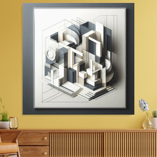 Architectural Depth Matrix Canvas Afdruk (Insitu (Woonkamer))