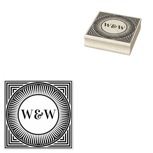 Architectural Geometric Monogram Art Stamp Rubberstempel (Gestempeld)