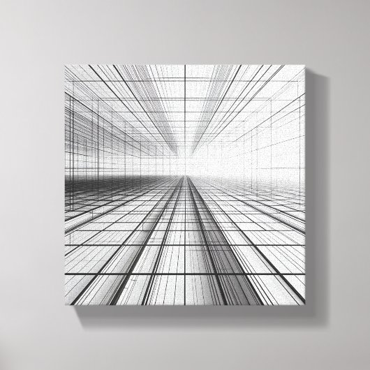 architectural grid perspective, 3D wireframe art,  Canvas Afdruk (Voorkant)