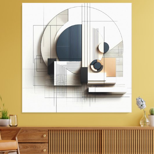 Architectural Line Composition Canvas Afdruk (Insitu (Woonkamer))