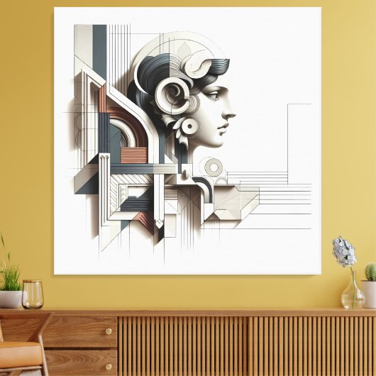 Architectural Line Profile Canvas Afdruk (Insitu (Woonkamer))