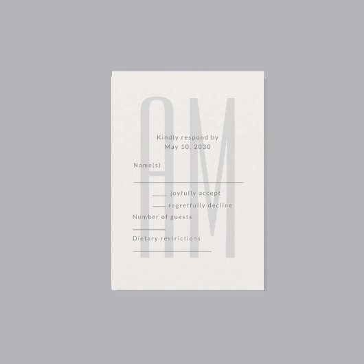 Architectural Minimal Monogram RSVP Kaartje