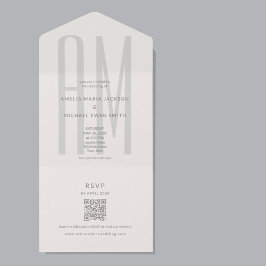 Architectural Monogram Minimal All-in-One Wedding All In One Uitnodiging