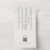 Architectural Monogram Minimal All-in-One Wedding All In One Uitnodiging (Binnen)