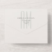 Architectural Monogram Minimal All-in-One Wedding All In One Uitnodiging (Achterkant)