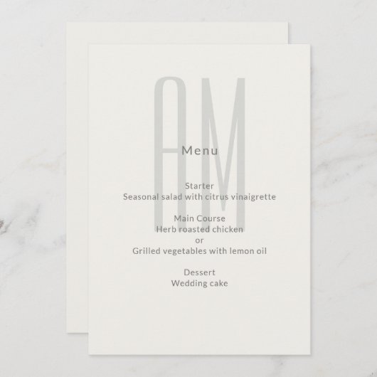 Architectural Monogram Minimal Wedding Menu (Voorkant / Achterkant)
