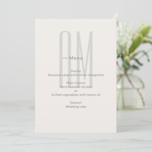 Architectural Monogram Minimal Wedding Menu (Staand voorkant)