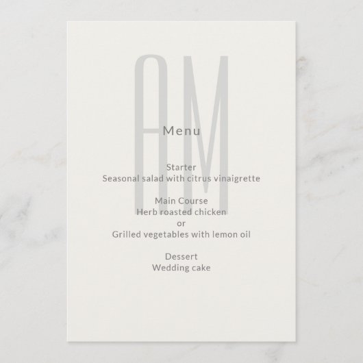 Architectural Monogram Minimal Wedding Menu (Voorkant)
