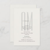 Architectural Monogram Wedding Details Card Informatiekaartje (Voorkant / Achterkant)