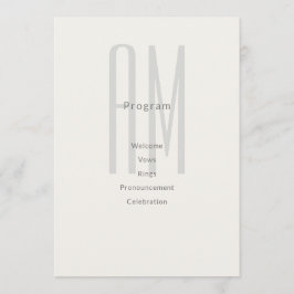 Architectural Monogram Wedding Program Card Programmakaart