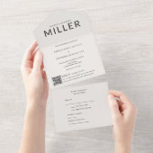 Architectural Surname QR Wedding All In One Uitnodiging (Afscheurbaar)