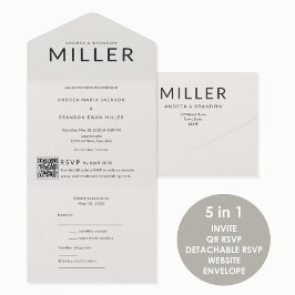 Architectural Surname QR Wedding All In One Uitnodiging