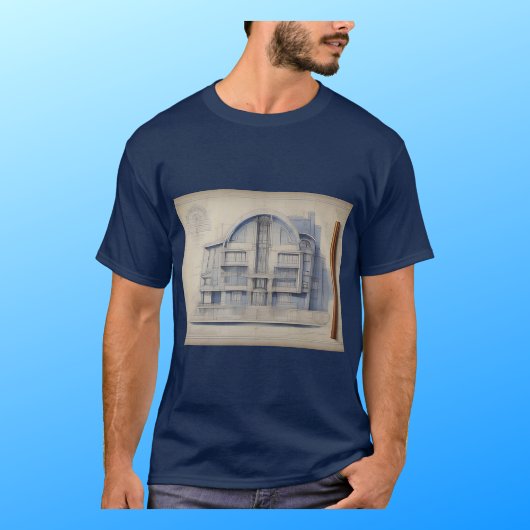 architecturale blauwdruk afbeelding op t-shirt
