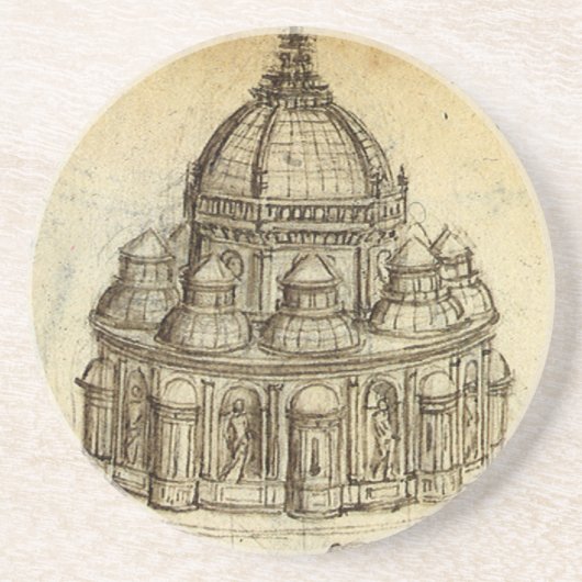 Architecturale kathedraal onderzoek door Leonardo  Zandsteen Onderzetter (Voorkant)