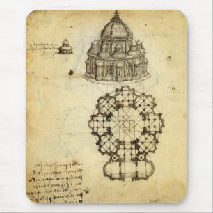 Architecturale Kathedraal Studie door Leonardo da  Muismat