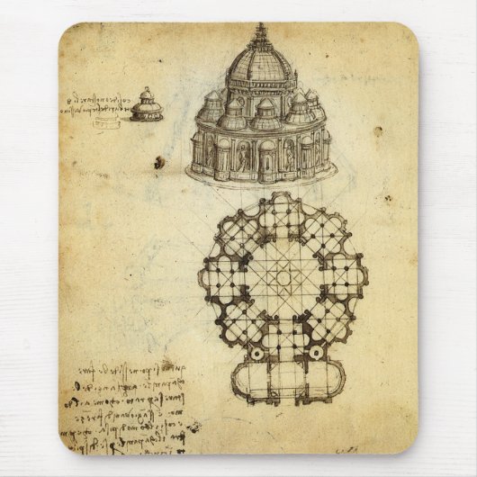 Architecturale Kathedraal Studie door Leonardo da  Muismat (Voorkant)
