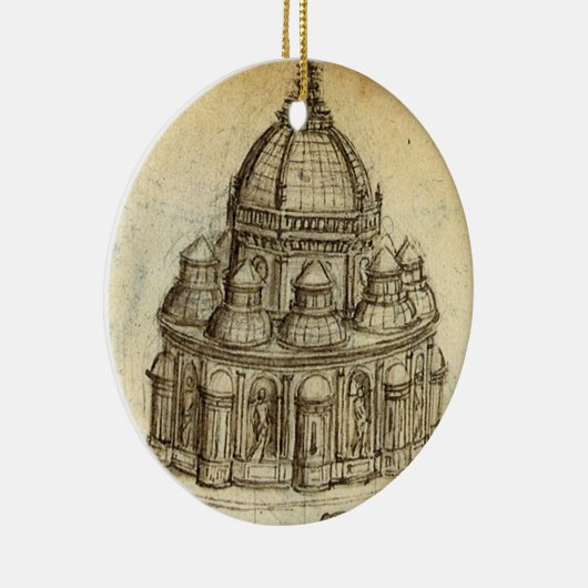 Architecturale kathedraalstudie door Leonardo da V Keramisch Ornament (Rechts)