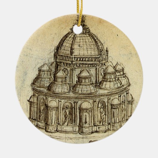 Architecturale kathedraalstudie van Leonardo da Vi Keramisch Ornament (Voorkant)