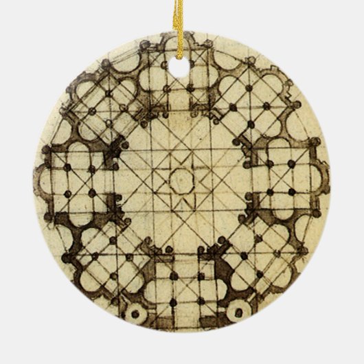 Architecturale kathedraalstudie van Leonardo da Vi Keramisch Ornament (Achterkant)