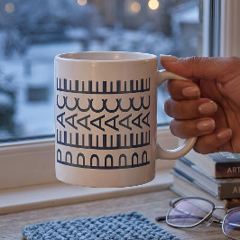 Architecturale Lijnkunst | Cobalt Kerst Vrede Koffiemok