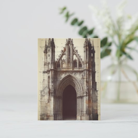 Architecturale portaalschets briefkaart (Staand voorkant)