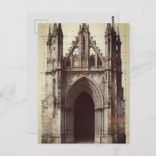 Architecturale portaalschets briefkaart (Voorkant / Achterkant)