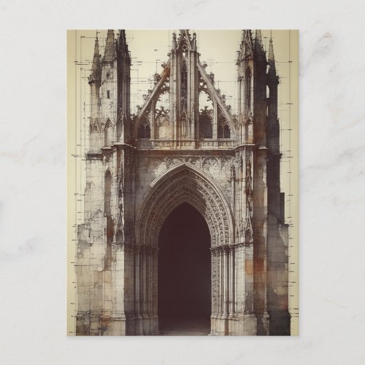 Architecturale portaalschets briefkaart (Voorkant)