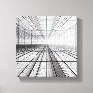 architecturale rasterperspectief, 3D-draadframekun Canvas Afdruk