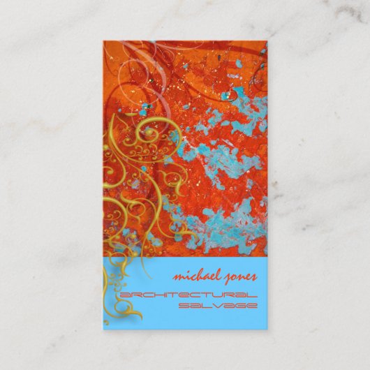 Architecturale Salvage/Faux Gold Filigree Swirls Visitekaartje (Voorkant)