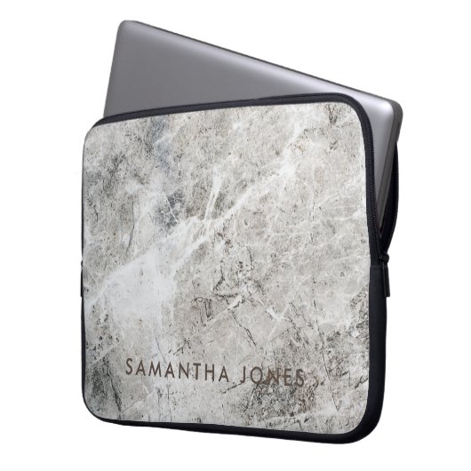 Architecturale textuur witte marmeren granieten st laptop sleeve (Voorkant Links)