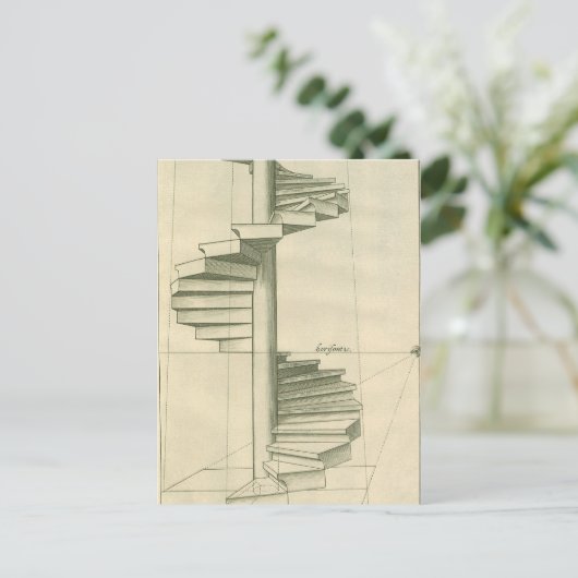 architecturale trappen, werveltrap briefkaart (Staand voorkant)