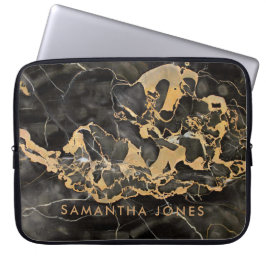 Architecture Texture Black Gold marble Elegant Laptop Sleeve