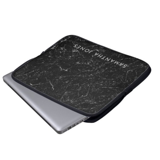 Architecture Texture Black White marble Elegant Laptop Sleeve (Voorkant onderkant)