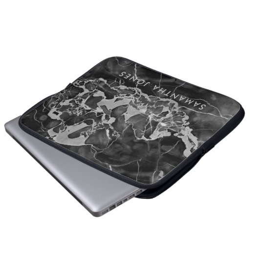 Architecture Texture Black White marble Elegant Laptop Sleeve (Voorkant onderkant)