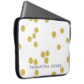Architecture Texture White Gold polka dot Elegant Laptop Sleeve (Voorkant Rechts)