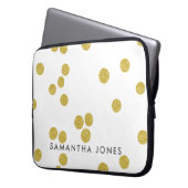 Architecture Texture White Gold polka dot Elegant Laptop Sleeve (Voorkant Links)