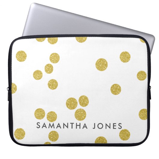 Architecture Texture White Gold polka dot Elegant Laptop Sleeve (Voorkant)