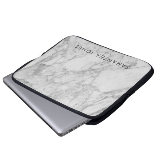 Architecture Texture white marble Elegant Laptop Sleeve (Voorkant onderkant)