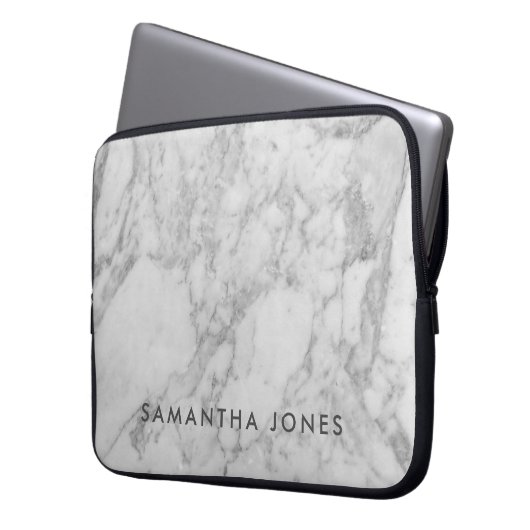 Architecture Texture white marble Elegant Laptop Sleeve (Voorkant Links)