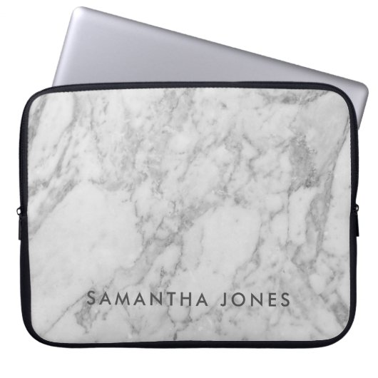 Architecture Texture white marble Elegant Laptop Sleeve (Voorkant)