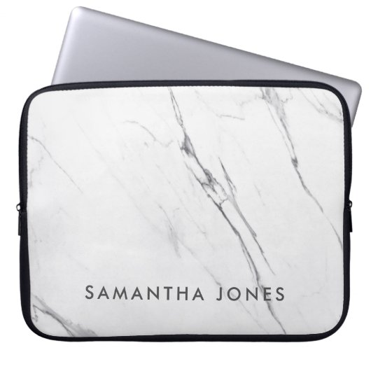 Architecture Texture white marble Elegant Laptop Sleeve (Voorkant)