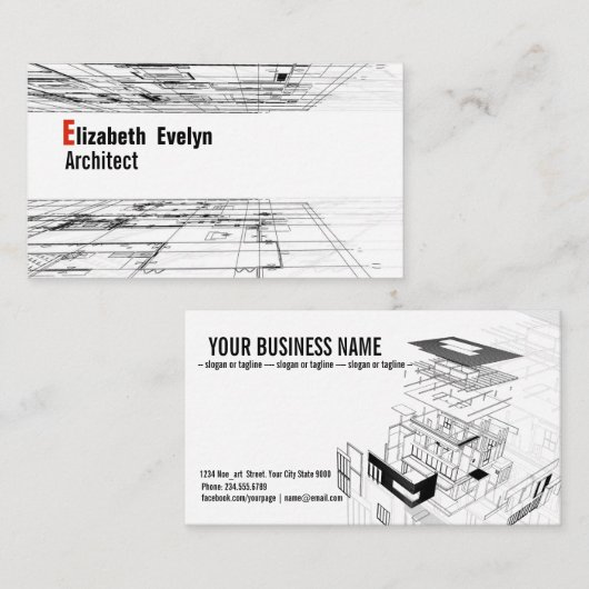 Architectuur achtergrond ontwerp 001 visitekaartje (Voorkant / Achterkant)