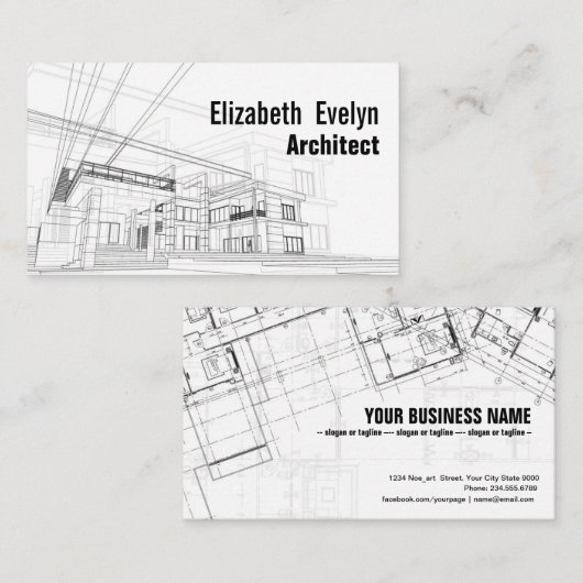 Architectuur achtergrondontwerp visitekaartje (Voorkant / Achterkant)
