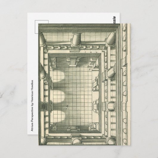  architectuur, Atrium Courtyard Perspective Briefkaart (Voorkant / Achterkant)