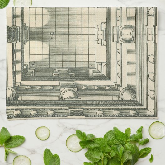 architectuur, Atrium Courtyard Perspective Theedoek (Gevouwen)