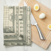 architectuur, Atrium Courtyard Perspective Theedoek (Quarter Fold)