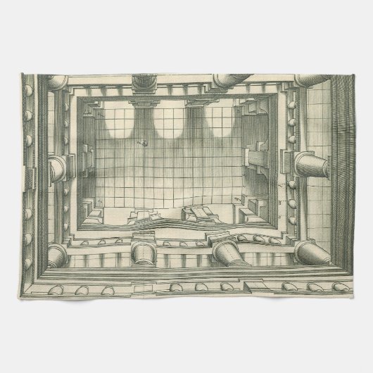 architectuur, Atrium Courtyard Perspective Theedoek (Horizontaal)