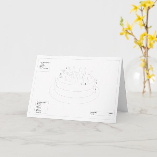 Architectuur Birthday Cake Kaart (Gele Bloem)