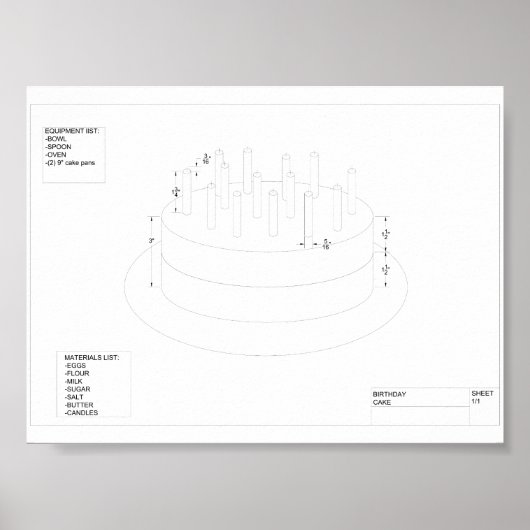 Architectuur Birthday Cake Poster (Voorkant)