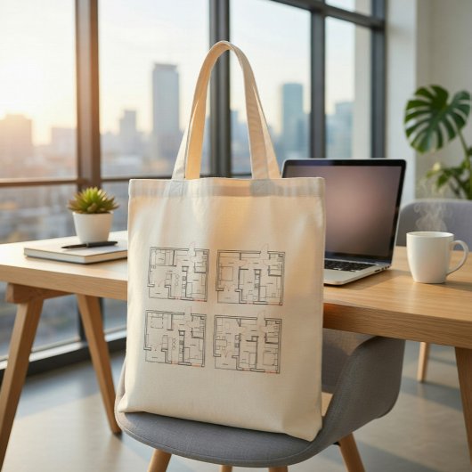 Architectuur blauwdruk boodschappentas tote bag